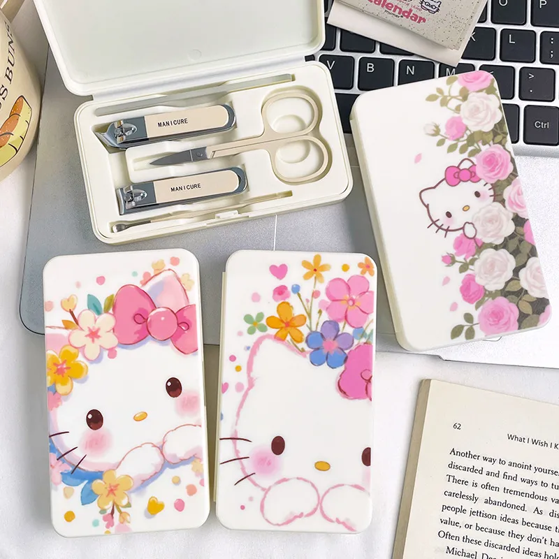 Cute Cartoon Nail Clipper Set – Portable Manicure Kit for Students, Travel Nail Care Tools with Case, Kawaii Gifts for Girls Teens